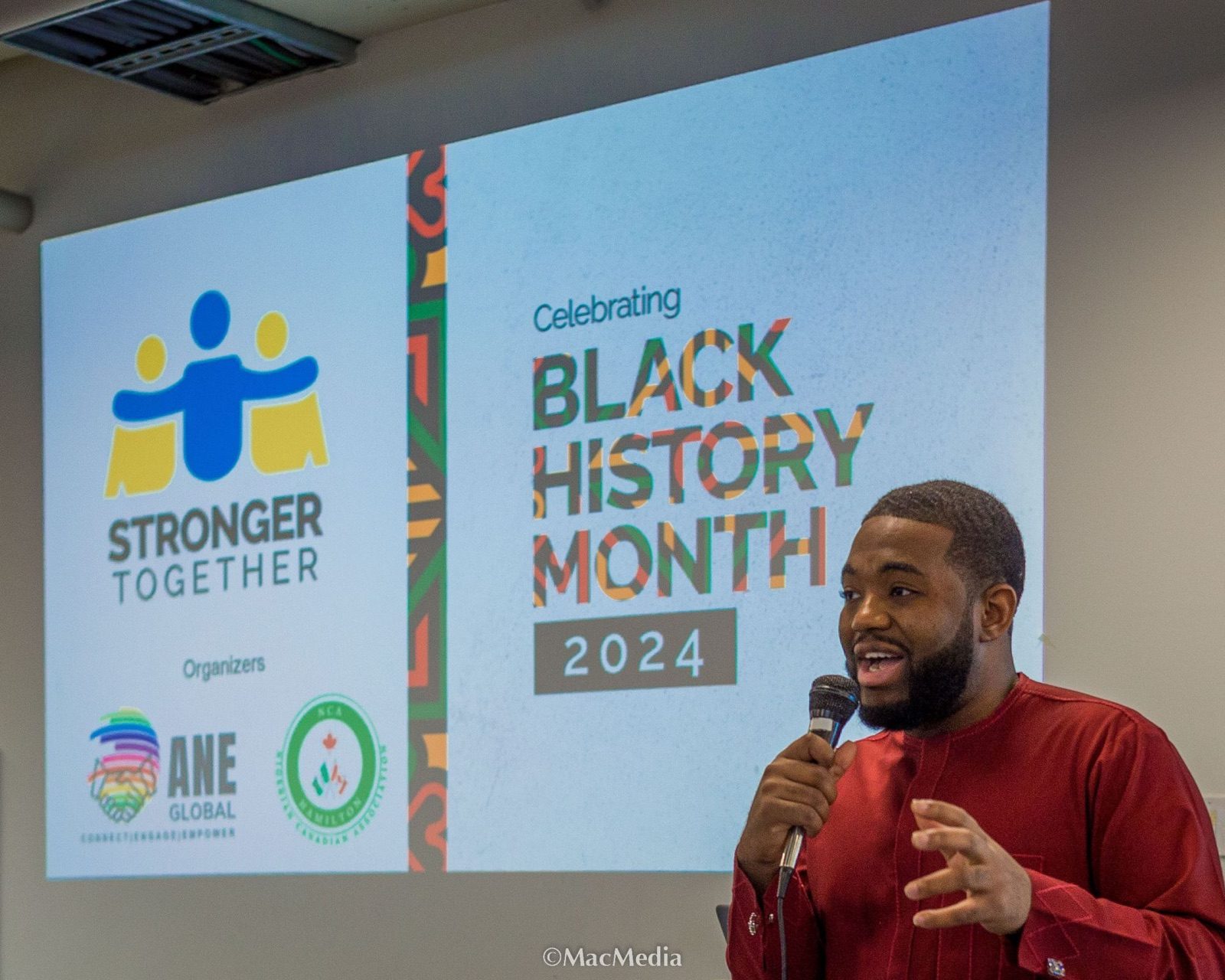 Arthur speaking at a Black History Month community event