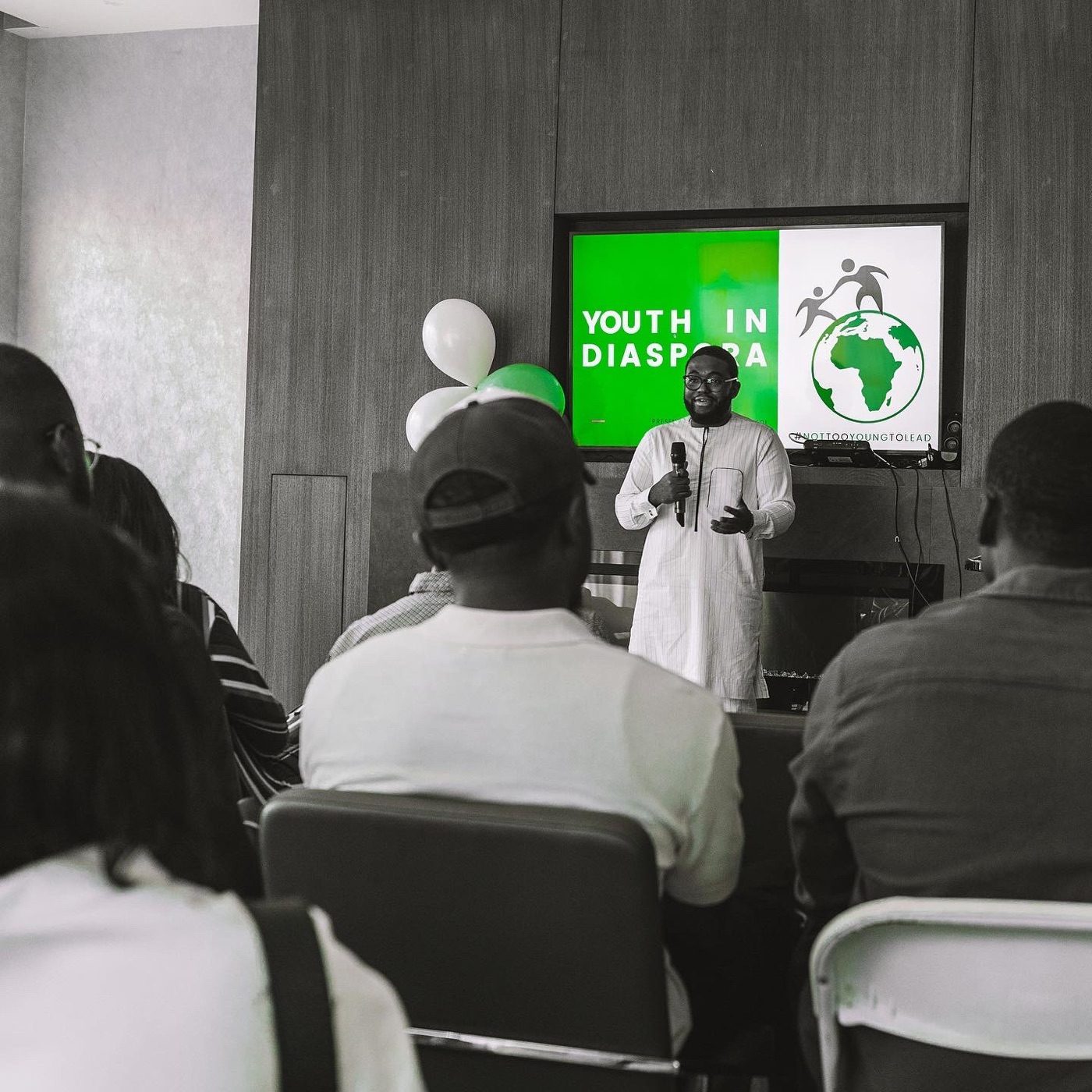 Arthur speaking at a Youth in Diaspora event