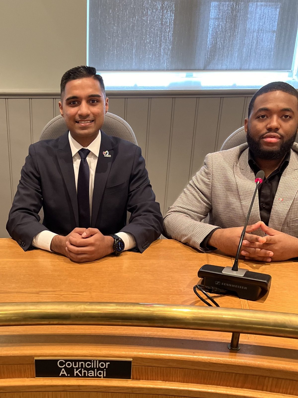 Arthur with Councillor Adil Khalqi at Milton council